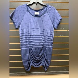 Athleta Navy Striped Short Sleeve Tee Size XL